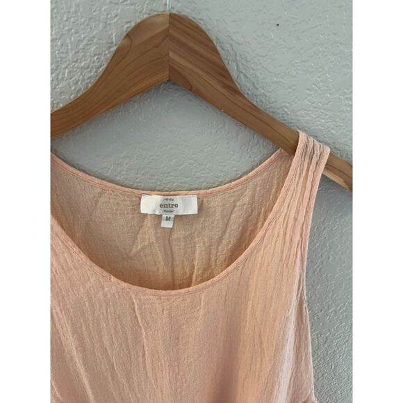 Entro Womens Diamond Weave Flowy Pink Peach Tank Top Medium - Picture 3 of 3